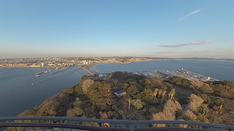 RehaVRコンテンツ 昼の江の島シーキャンドルのVR散歩イメージ