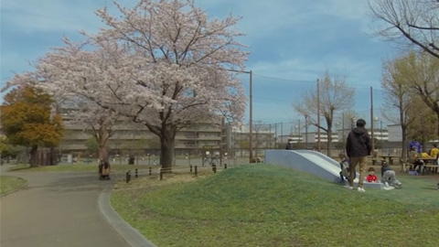 RehaVRコンテンツ 新鶴見公園から矢向駅まで散歩のVR散歩イメージ