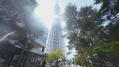 RehaVRコンテンツ 東京ソラマチを抜けてツリーの麓までのVR散歩イメージ
