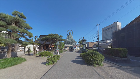 RehaVRコンテンツ 高岡大仏を望む道のVR散歩イメージ